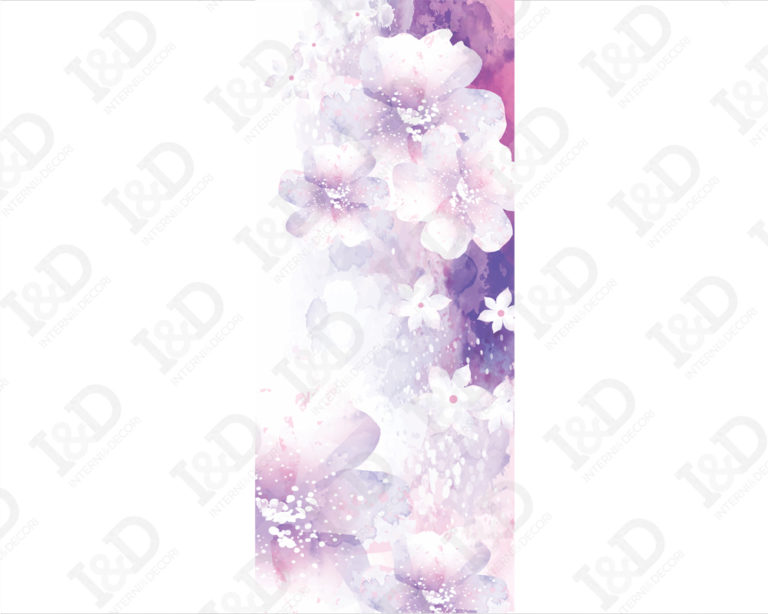 Decorazione adesiva porte "FIORI BIANCHI SU SFONDO VIOLA"