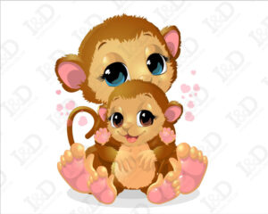 Adesivo da parete scimmiette-amore di mamma-adesivo murale