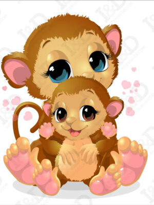 Adesivo da parete scimmiette-amore di mamma-adesivo murale