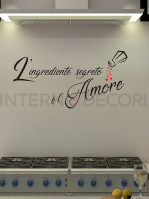 Adesivo da parete cucina amore "L'INGREDIENTE SEGRETO"