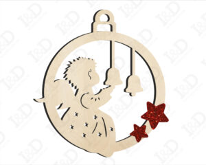 Angel with bells-decorazione legno a taglio laser