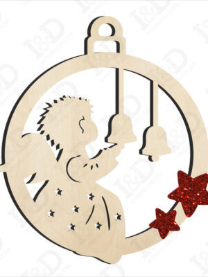 Angel with bells-decorazione legno a taglio laser