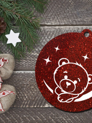 Pallina di Natale personalizzata con nome "ORSETTO SU LUNA"- Decorazioni laser plexiglass