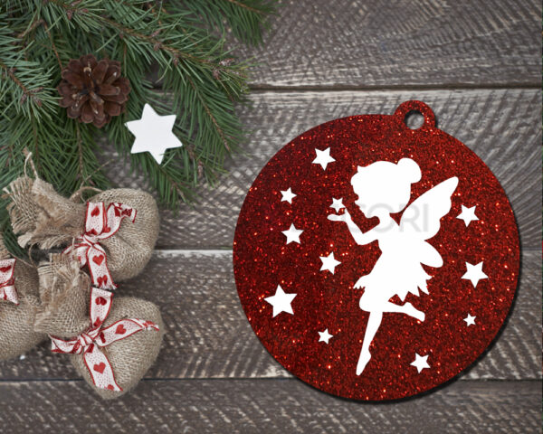 Pallina di Natale personalizzata con nome "FATINA CON STELLE"- Decorazioni laser plexiglass