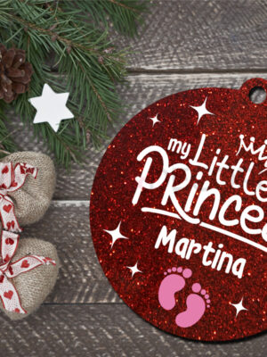 Pallina di Natale double face personalizzata con nome "MY LITTLE PRINCESS"- Decorazioni laser plexiglass