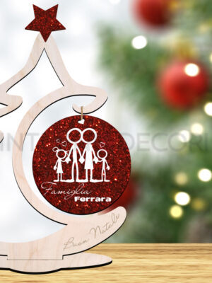Albero di Natale con pallina personalizzata "FAMILY CHRISTMAS TREE"- Decorazioni taglio laser