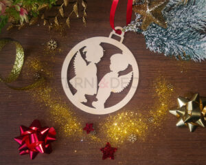 Pallina di Natale in legno "ANGELI NATALIZI" - Decorazioni laser legno
