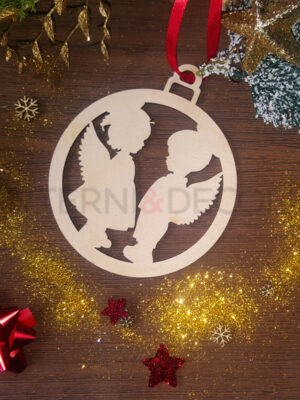 Pallina di Natale in legno "ANGELI NATALIZI" - Decorazioni laser legno