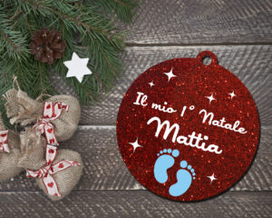 Decorazioni a taglio laser-Pallina double face con nome