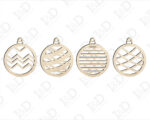 Set n.4 palline di Natale in legno "MOTIVI GEOMETRICI" - Decorazioni laser legno