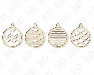 Palline a motivi geometrici-decorazioni legno a taglio laser