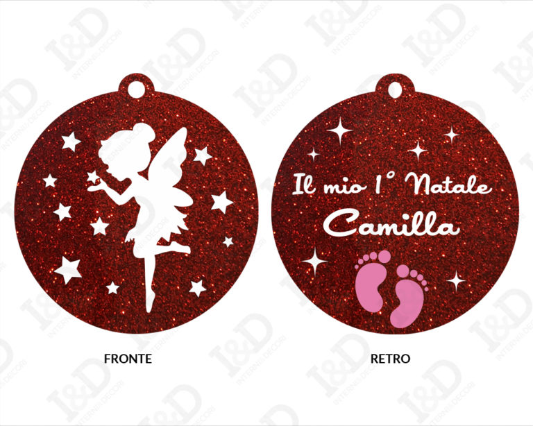 Pallina di Natale personalizzata con nome "FATINA CON STELLE"- Decorazioni laser plexiglass