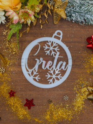Pallina di Natale personalizzata con nome "FIOCCHI DI NEVE N.2" - Decorazioni laser plexiglass