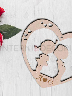 Cuore in legno S. Valentino "BACIO DI BIMBI"
