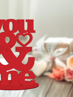 Decorazioni taglio laser-you & me-scritta legno S. Valentino
