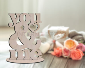 Scritta in legno amore "YOU & ME" - Decorazioni taglio laser