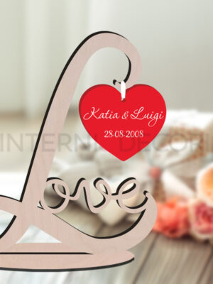Scritta love in legno "CUORE CON NOMI" - Decorazioni a taglio laser