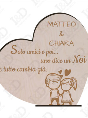 Cuore in legno amore-solo amici e poi-decorazioni laser legno