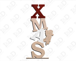 Scritta Xmas legno con Babo Natale-decorazioni taglio laser