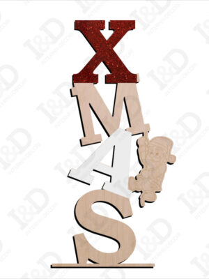 Scritta Xmas legno con Babo Natale-decorazioni taglio laser