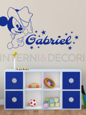 Adesivo con nome bimbi "TOPOLINO COWBOY"