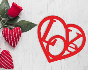 Decorazione taglio laser-love in the heart-cuore plexiglass amore