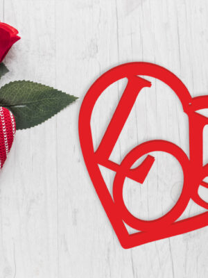 Decorazione taglio laser-love in the heart-cuore plexiglass amore