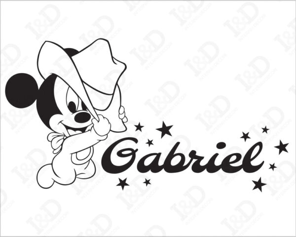 Adesivo con nome bimbi "TOPOLINO COWBOY"