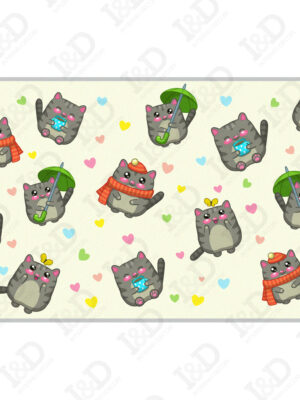 Tappeto adesivo bambini-camminando tra i gattini-adesivo per pavimento