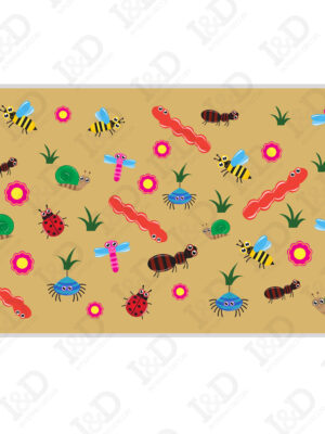 Tappeto adesivo bambini-insetti nel prato-adesivo per pavimento