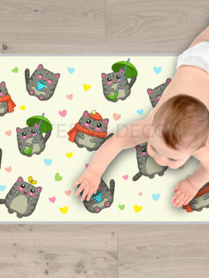 Tappeto adesivo bambini "CAMMINANDO TRA I GATTINI" - Adesivo per pavimento