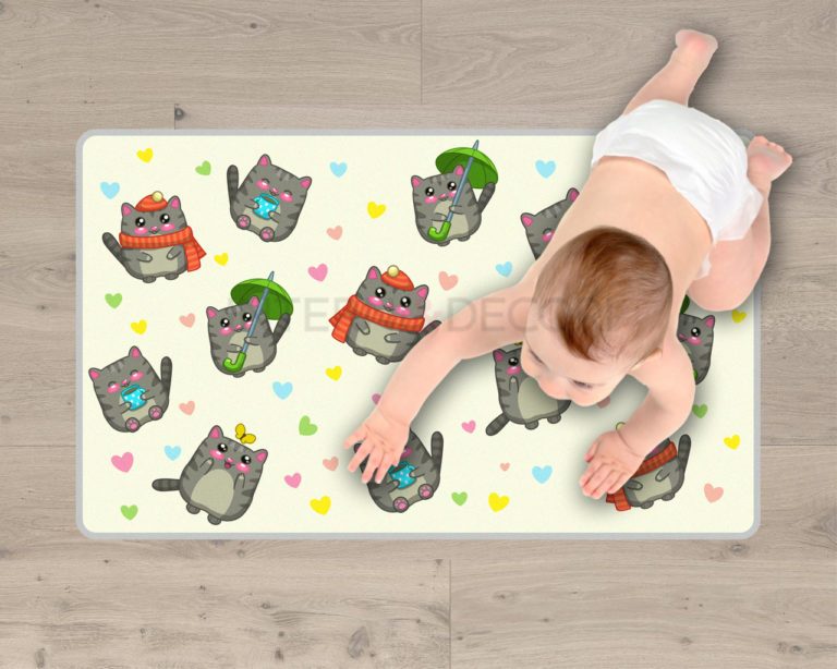 Tappeto adesivo bambini "CAMMINANDO TRA I GATTINI" - Adesivo per pavimento