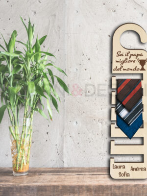 Portacravatte in legno festa del papà "SEI IL PAPÀ MIGLIORE.."