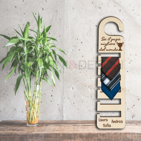 Portacravatte in legno festa del papà "SEI IL PAPÀ MIGLIORE.."