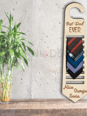 Portacravatte in legno festa del papà "BEST DAD EVER"