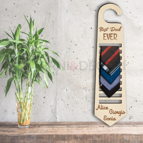 Portacravatte in legno festa del papà "BEST DAD EVER"