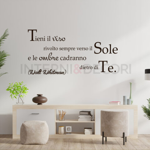 Adesivo da parete frase Walt Whitman "TIENI IL VISO..."