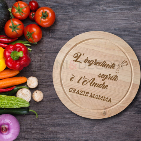 Tagliere in legno festa della mamma "L'INGREDIENTE SEGRETO"