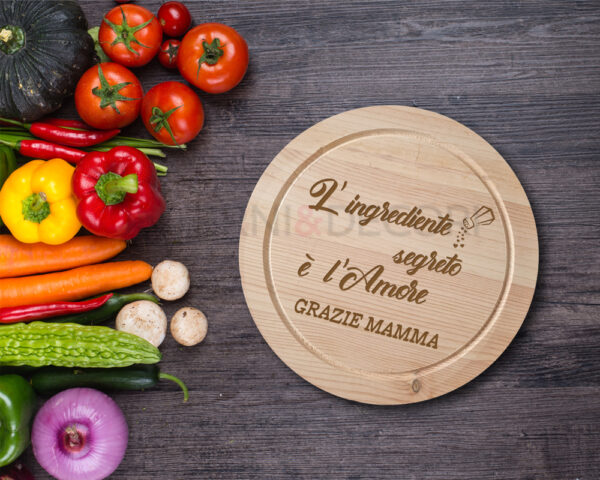 Tagliere in legno festa della mamma "L'INGREDIENTE SEGRETO"