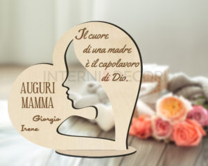 Decorazioni taglio laser-cuore in legno festa della mamma-