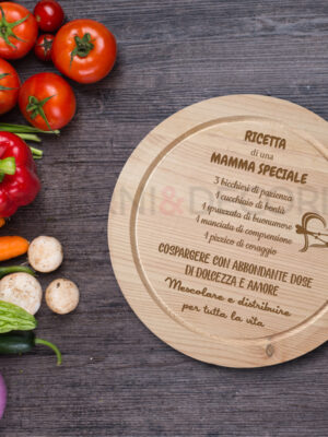 Tagliere in legno festa della mamma "RICETTA DI UNA MAMMA SPECIALE"