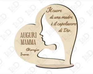 Cuore in legno-Il cuore di una madre-decorazioni taglio laser