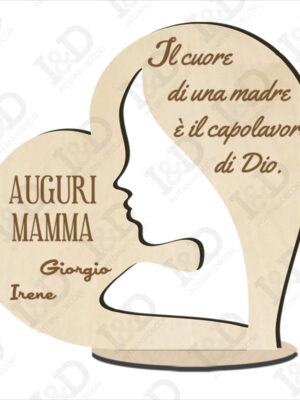 Cuore in legno-Il cuore di una madre-decorazioni taglio laser