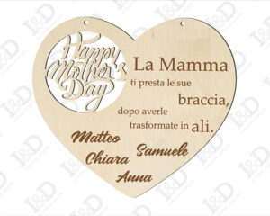 Cuore in legno festa della mamma-Decorazioni taglio laser