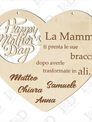 Cuore in legno festa della mamma-Decorazioni taglio laser