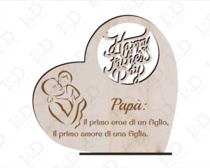 Cuore in legno-Happy father’s day-decorazioni a taglio laser