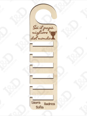 Decorazione taglio laser-portacravatte in legno festa del papà