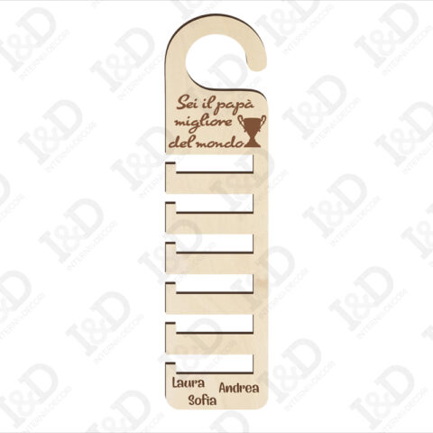 Decorazione taglio laser-portacravatte in legno festa del papà