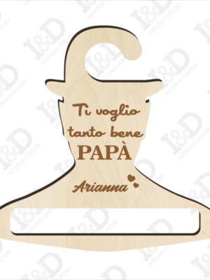 Decorazione taglio laser-gruccia in legno festa del papà