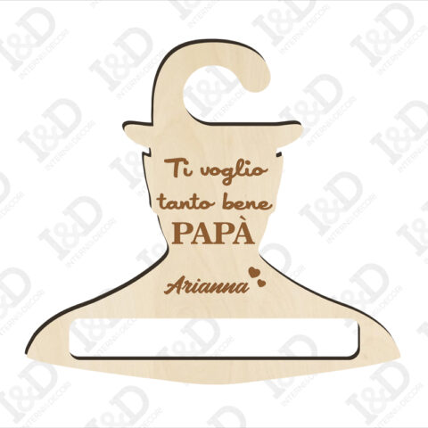 Decorazione taglio laser-gruccia in legno festa del papà
